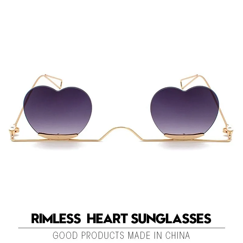 Новое поступление, женские солнцезащитные очки в форме сердца,, сексуальные, без оправы, металлическая оправа, градиентные солнцезащитные очки с линзами, Ins Eyewear Oculos Lentes Gafas De Sol