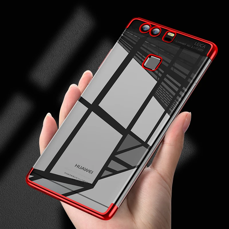 

Huawei 9 Plus Case Cover Luxury Transparent Soft Silicone Silm Plating TPU Back Cover For Huawei P9 P9 Plus Case Phone Coque