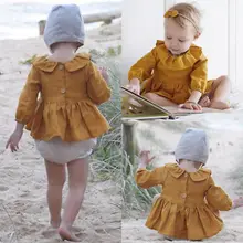 

Newborn Baby Girl Long Sleeve Ruffer Tops T-shirt Short Mini Dress Outfit Clothes 0-2T