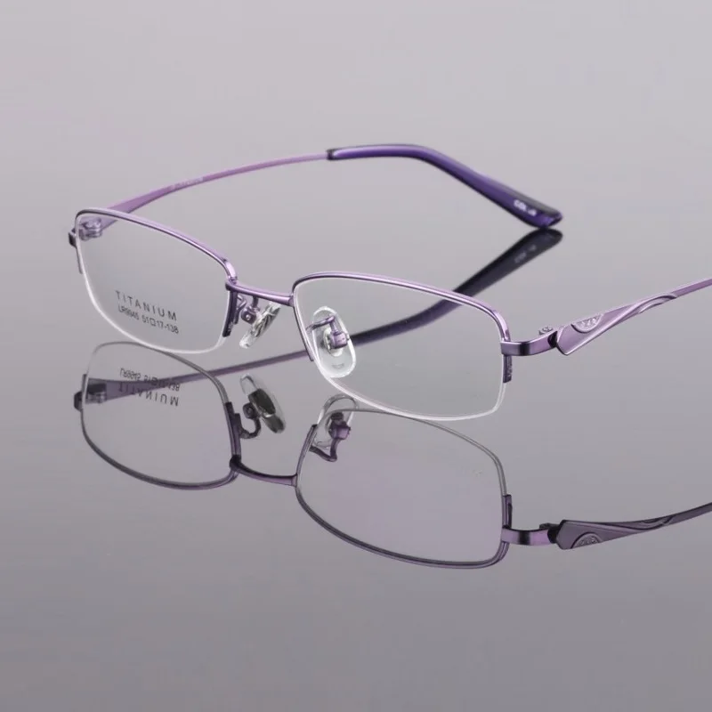 

Width-135 pure titanium fashion ultra light comfortable frame half rim women eyeglass frames myopia optical prescription glasses