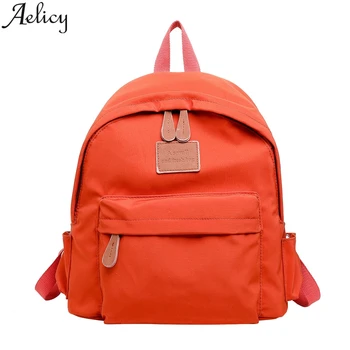 

Aelicy Famous Brand Backpack Women Backpacks Solid Vintage Girls School Bags for Girls Black Nylon Women Travel College Backpack