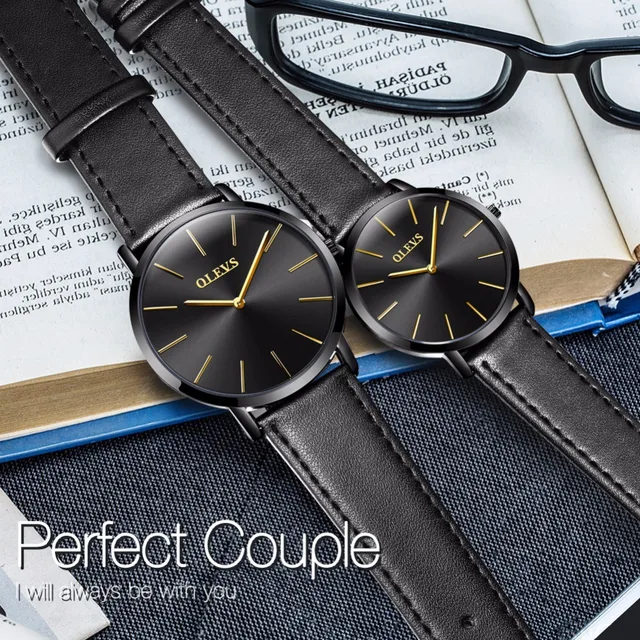 OLEVS Couple Watches for Lovers Leather Casual Japan movement Quartz Ultra thin OLEVS Couple Watches for Lovers Leather Casual Japan movement Quartz Ultra thin