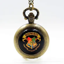 Черный Гарри Поттер H Хогвартс Школа колдовства и волшебства кварцевые карманные часы ожерелье мужские часы женские часы подарок