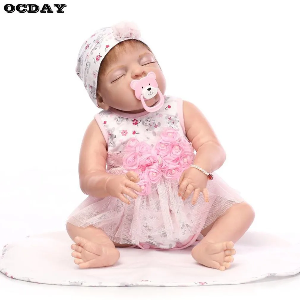 

50/55/56cm Full Body Soft Silicone Vinyl Baby Doll Handmade Toddler Newborn Baby Doll Toys Girl Kids Children Play Toys Gift Hot