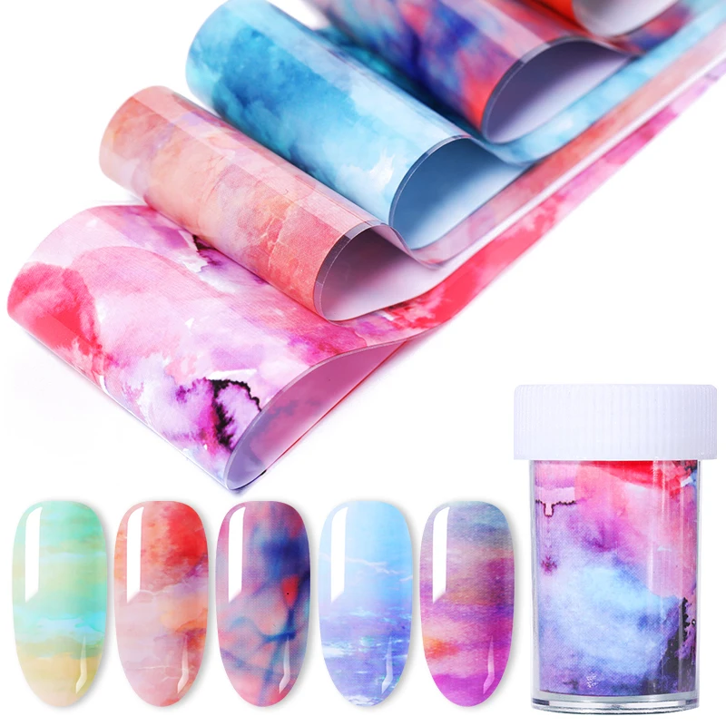 

1 Roll Mix Varnish Starry Sky Nail Foil Holographic Psychedelic Grandient Colors Nail Art Transfer Sticker Decoration DIY Design