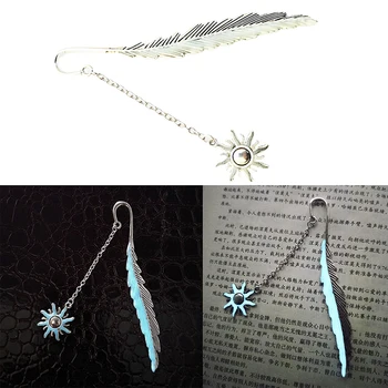 

Luminous Feather Sun Bookmark Read Label Maker Stationery Copper Bookmarks Creative Gift For Students