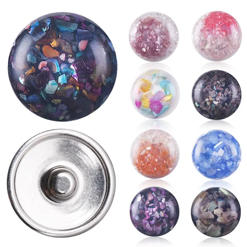 12Pcs/Set Mixed Color Snaps Jewelry Craft Snap Buttons Gravel Stones