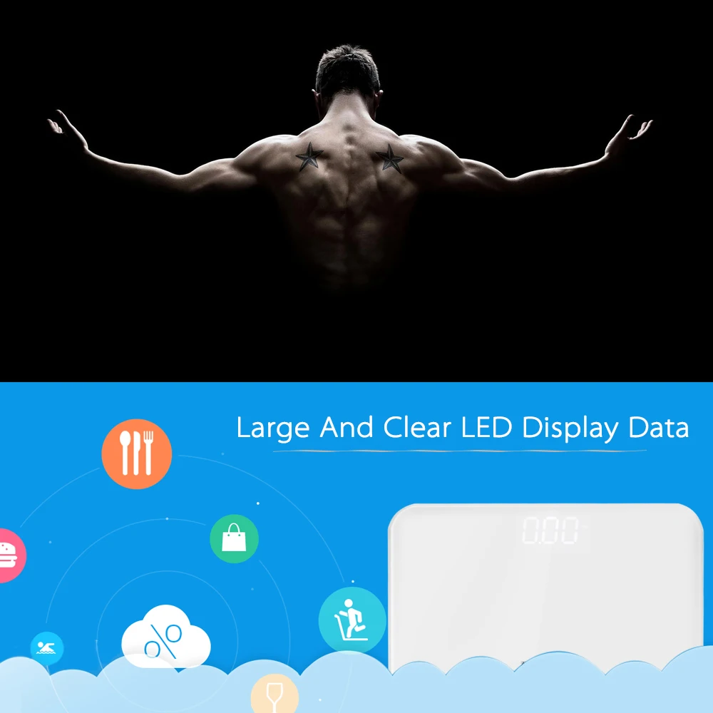 Электронные цифровые весы для ванной комнаты, электронные весы для домашнего тела, весы для здоровья, упрочненный стеклянный светодиодный дисплей 180 кг