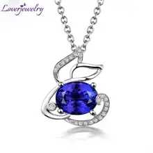 Очаровательная подвеска из танзанита в форме кролика 18 К, овальная подвеска из танзанита, 8x10 мм, ювелирные изделия с бриллиантами для мамы, подарок WP065