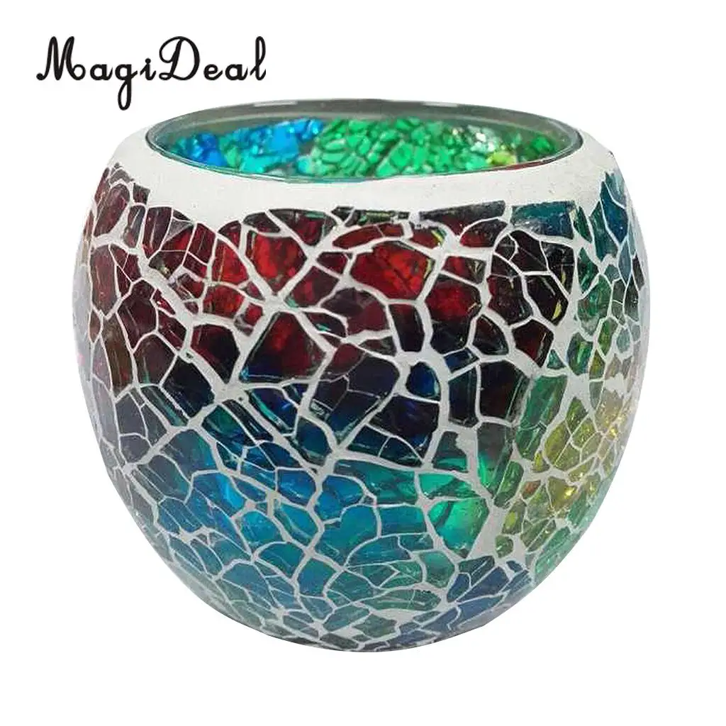Mosaic Glass Candle Holder Votive Tealight Holder Bowl Wedding Decorative Lighting Accessories Festive Light Holder 5-set