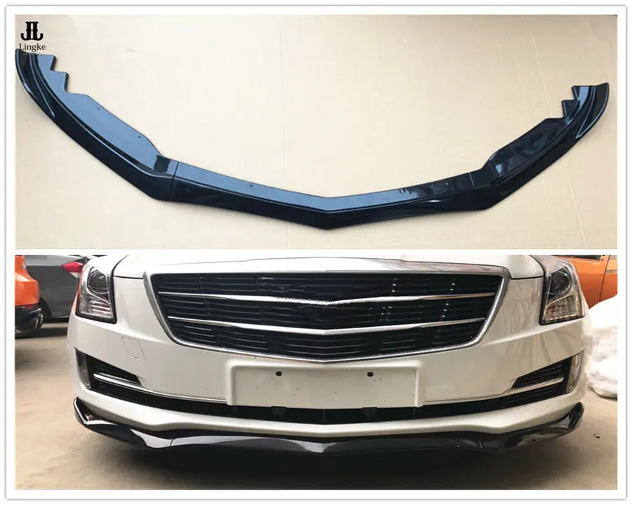 3pc Carbon Fiber ABS Front Bumper Lip Cover Trim For Cadillac ATS ATS L