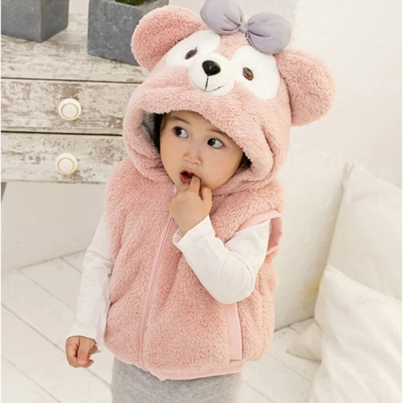 2018 autumn winter baby boys girls vest for children thick cotton warm rabbit veat cute hooded outwear children clothes (2)