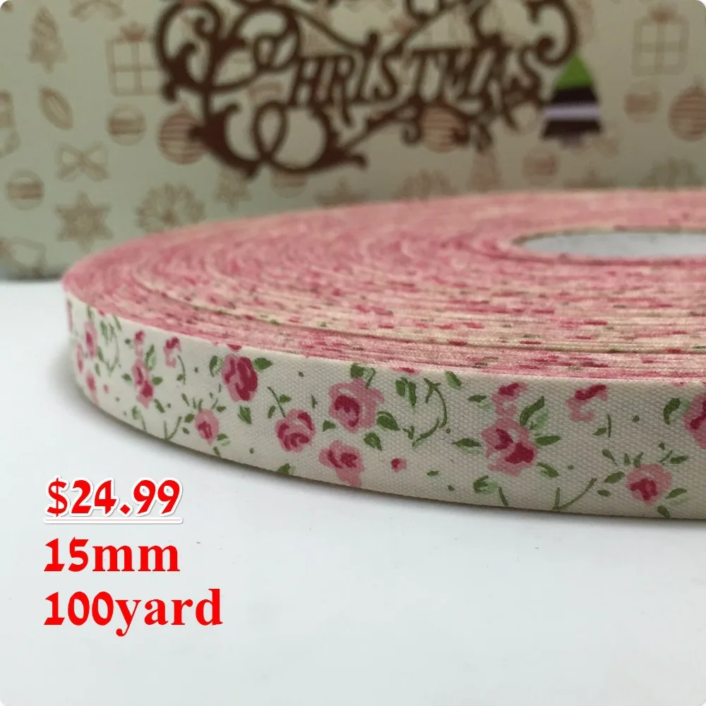 New Arrival 100 Yards/sets Sale 1/4&quot 15 mm colour flower Ribbon Hair Bow Accessories Ecru lace printing MBZD15081801 | Дом и сад