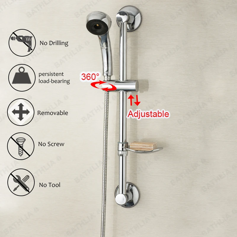 

Stainless Steel Shower Sliding Bar Shower head rail slider holder Chrome ABS Sliding bar head holder Bathroom Adjust heigh