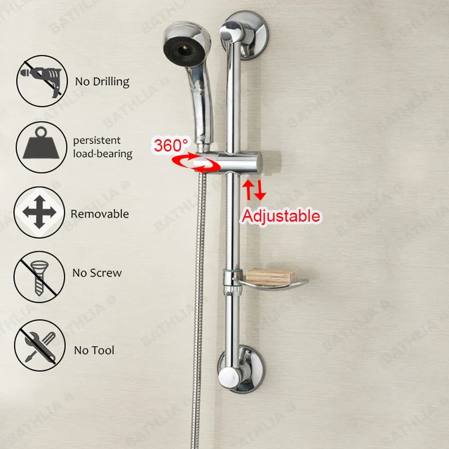 Stainless Steel Shower Sliding Bar Head Rail Slider Holder Stainless Steel Shower Sliding Bar Head Rail Slider Holder Chrome Abs