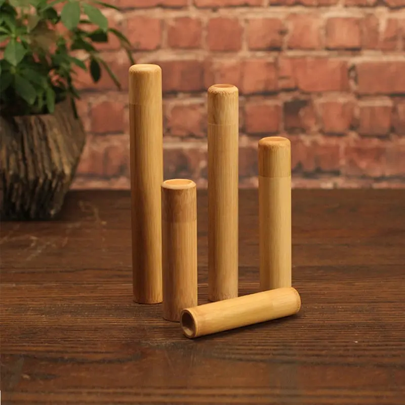 1pc Natural Bamboo Tube For Toothbrush Eco Friendly Travel Case Hand Made 21cm Bamboo Toothbrush Tube Portable Travel Packing airtight container