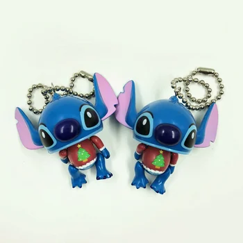 

1pc Hot sale Creative Cartoon christmas tree Stitch PVC Keychain Mini Figure Pendants Charms Collection Toy KeyRing