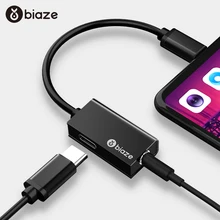 Biaze usb type C до 3,5 мм кабель переходника для наушников AUX аудио для Xiaomi Mi 6 6x huawei P20 mate 10 Pro type-C Быстрая зарядка