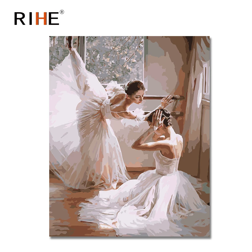 

RIHE Dancing Girl Oil Painting By Numbers Ballet Cuadros Decoracion Acrylic Paint On Canvas For Artwork Modern Home Decor 2018