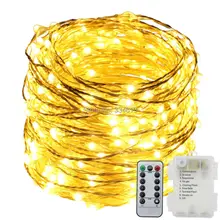 3AA Батарея Питание 12 м 39ft 120LED 8 Режим вспышки серебряный Провода светодиодные Фея огни строки Рождество dimmable+ дистанционное управление