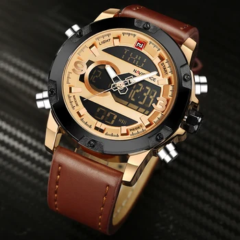 

NAVIFORCE Luxury Brand Men Military Sport Watches Mens LCD Analog Digital Watch Male Army Leather Quartz Clock Relogio Masculino