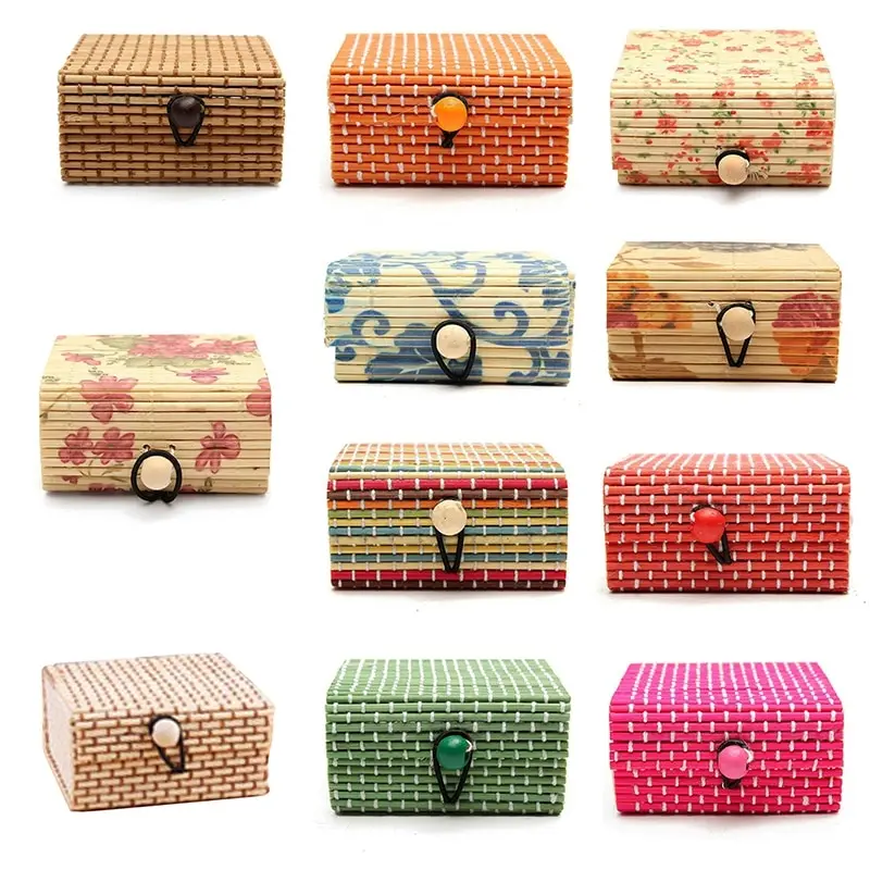 1PC Cute Bamboo Wooden Ring Necklace Earrings Case Makeup