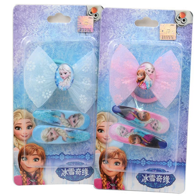 Disney Pretend Play Frozen Elsa Anna Cartoon Character Pattern Children's Beauty Hair Hairpin Bow Headdress Set Gift For Girls Disney Pretend Play Frozen Elsa Anna Cartoon Character Pattern Children's Beauty Hair Hairpin Bow Headdress Set Gift For Girls