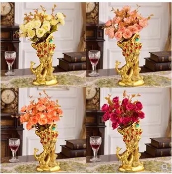 

Creative golden ceramic peacock vase, desktop decoration, European home decoration crafts