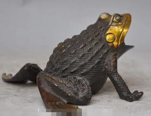 

S2415 Chinese fengshui bronze copper gilt frog toad statue Incense burner Ashtray discount 30% (C0324)