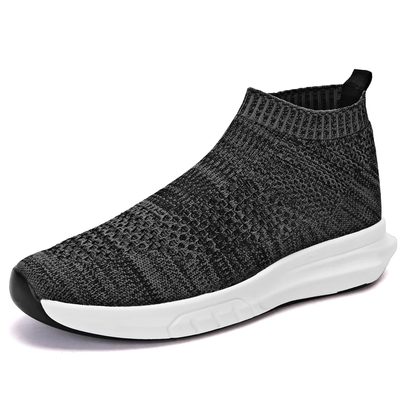 

2019 High Quality Fly Knit High Top Tennis Shoes Breathable Sneakers Male Outdoor Gym Sport Shoes Stable Non-slip Fitness Shoes