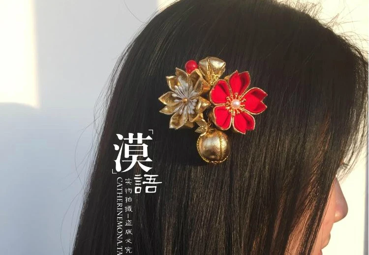 Японский головной убор ручной работы на заказ Золотой провод Сакура повязка на голову