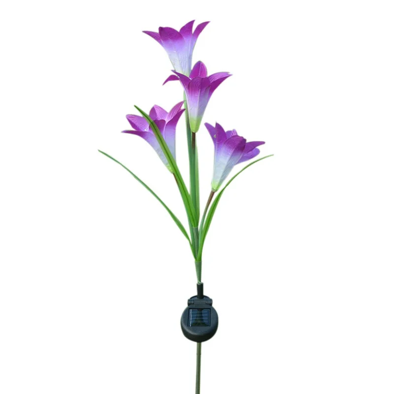 

Outdoor Solar Garden Stake Lights with 4 Lily Flower Light Lamp Stake for Home Garden Pathway Party Decorative Landscape Lights