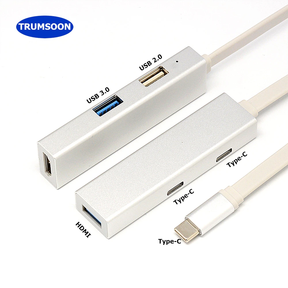 Trumsoon Type C USB 3.1 to HDMI USB C USB 3.0 2.0 Converter Adapter Cable for Macbook Chromebook Samsung S8 S9 Huawei mate10 TV