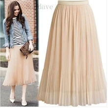 Новая летняя женская юбка Повседневная полиэстер с высокой талией модная плиссированная юбка Уличная Женская Повседневная Свободная черная юбка до середины икры