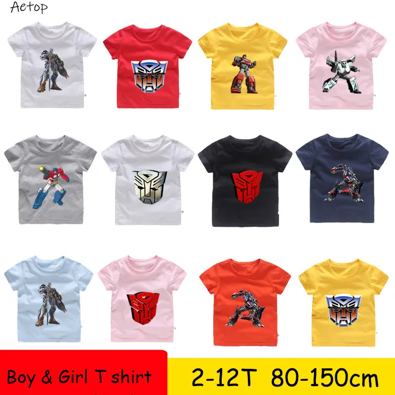 

Children Transformation Print T shirt Kids Summer Tops Girls Boys Cool T-shirt Casual Baby Clothes,b212