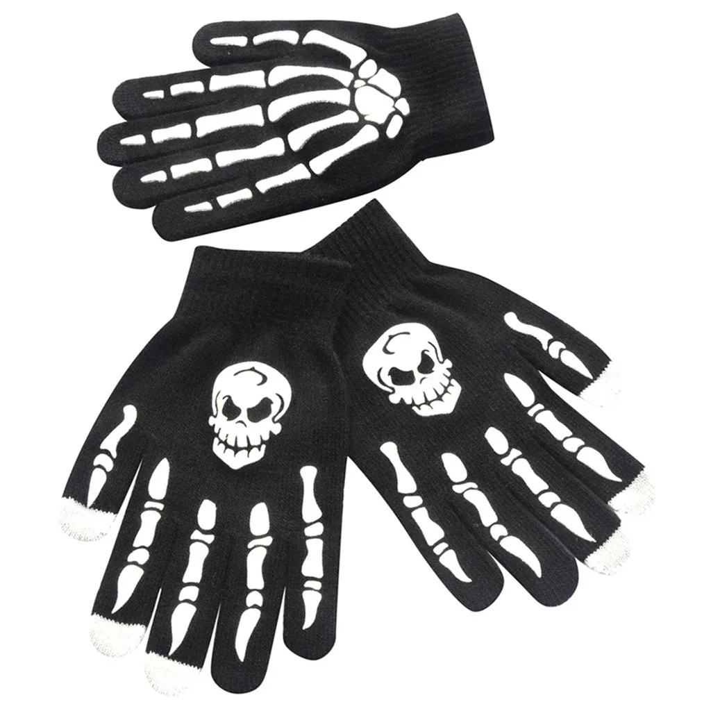 1Pair Men Skull Bone Skeleton Goth Racing Non Slip Sports Full Finger