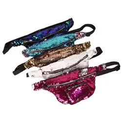 Портативный девочек Для женщин Блестки плеча грудь Fanny Pack сумка талии регулируемый ремень