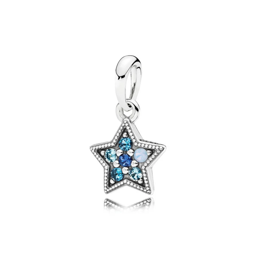 

NEW 100% 925 Sterling Silver Bright Star Necklace Pendant Multi-Colored Crystals Pendant Charms Bead Bracelet DIY