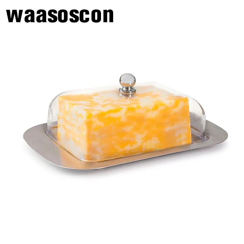 

Stainless Steel Butter Dish Box Container Elegant Cheese Server Storage Keeper Tray with Easy Hold Lid For Men Women Children
