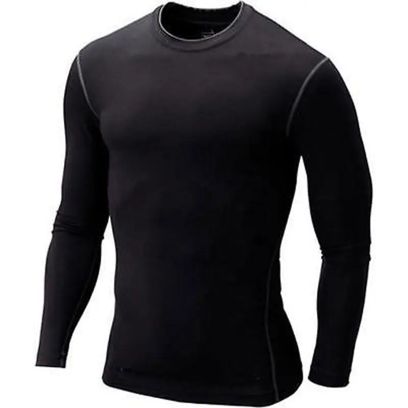 Мужской компрессионный Топ Под базовым слоем, приталенное с длинными рукавами, футболки 6 комплектов - Цвет: Черный