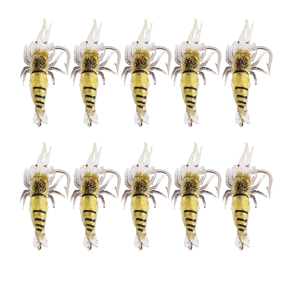 New 10Pcs Soft Silicone Shrimp Fishing Lure Wobblers Fishing Minnow Trout Fish Lures Artificial Bait Hook Bass Tackle Hook