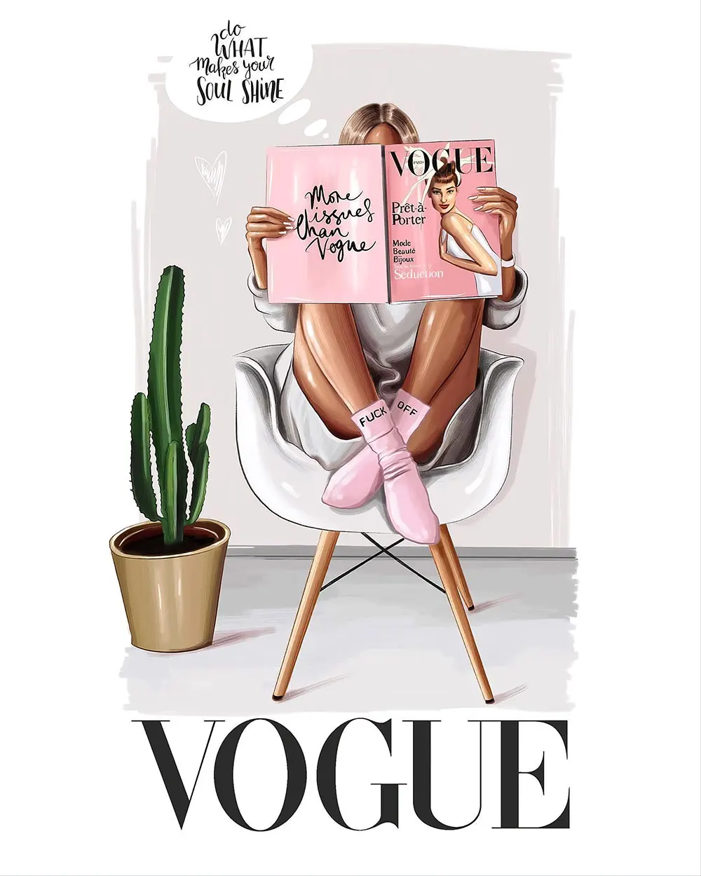 Vogue Girl картина скандинавский модный плакат скандинавский принт настенная живопись на холсте современный декор для гостиной без рамки - Цвет: 2. no border default