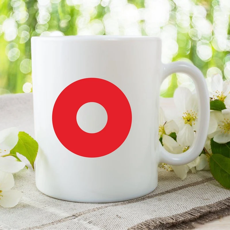 Red Donut Vinyl Sticker Coffee Mugs Decor