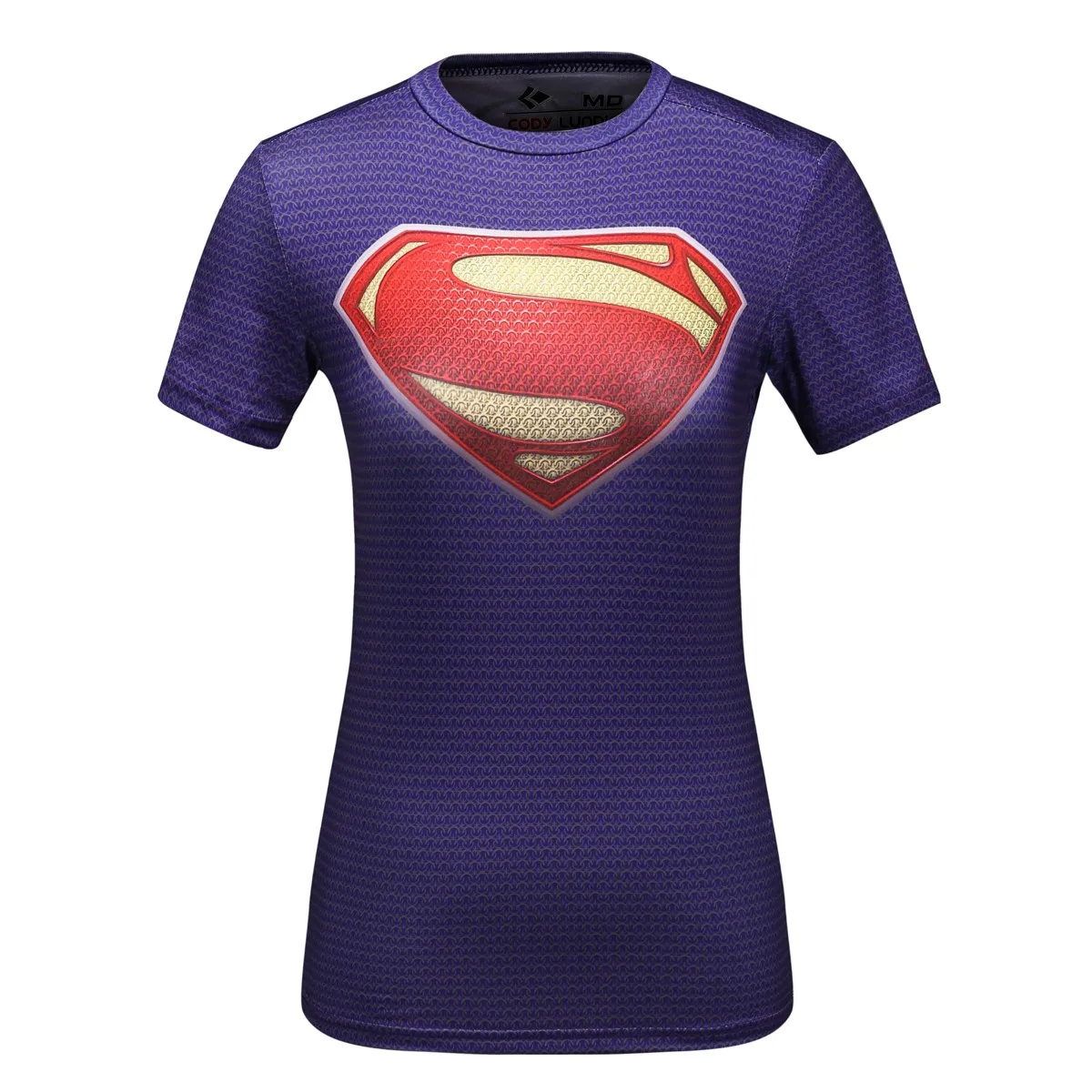 Красная Женская компрессионная футболка с коротким рукавом, Спортивная для йоги и бега, футболка с рисунком Супермена
