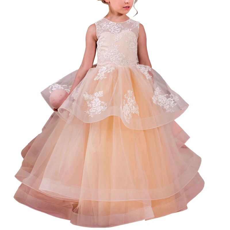 long lace flower girls dresses organza kids ball gowns tulle party dresses for girls 2-12 years champagne flower girl dress long lace flower girls dresses organza kids ball gowns tulle party dresses for girls 2-12 years champagne flower girl dress