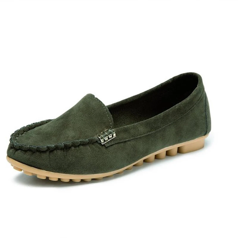 Women Flats Suede Candy Color Loafers Slip on Casual Flat Shoes Soft Ballet Flat Spring Moccasins Shallow Ladies Shoes Puls Size - Цвет: army green