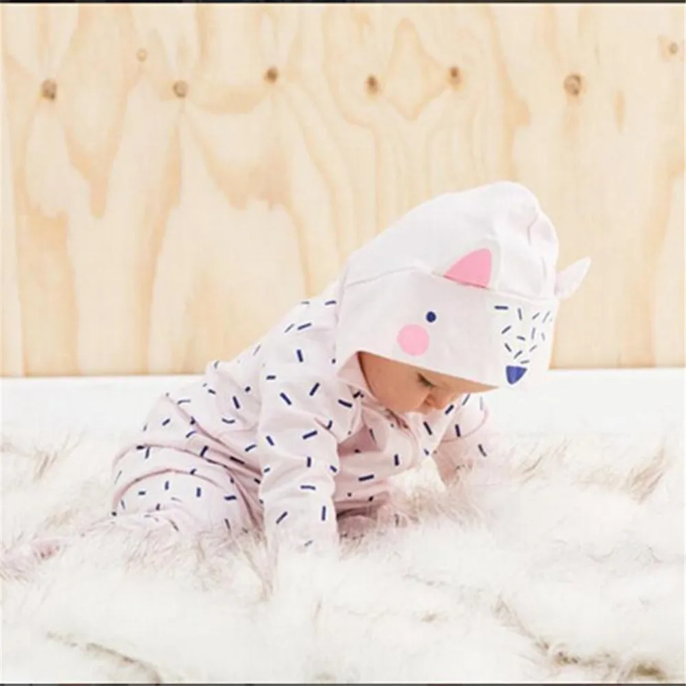 

long sleeve romper for baby boy Fashion Kids Infant Baby Boys Girls Print Hood Long Sleeve Romper bebek giyim baby onesie