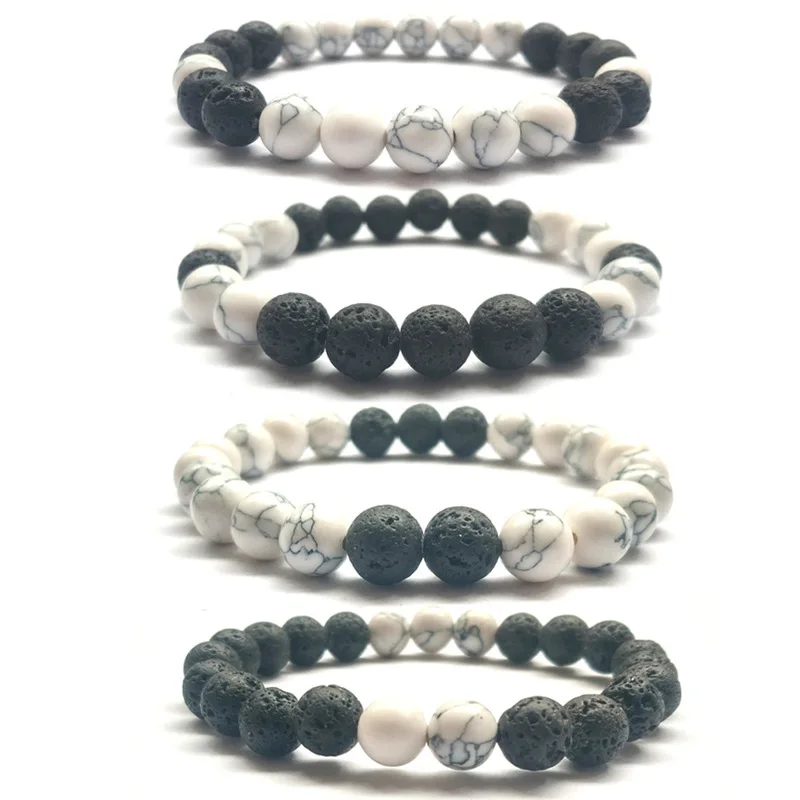 Браслет с бусинами Howlite и черного камня ювелирное изделие сделай сам из