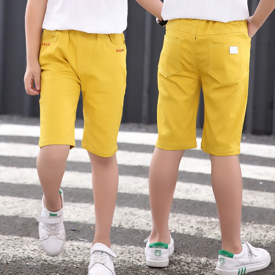 Famli/летние шорты для мальчиков-подростков, повседневные однотонные хлопковые эластичные штаны, спортивные шорты для больших мальчиков, повседневная одежда для мальчиков-подростков