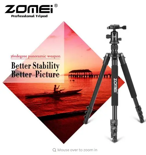 Zomei Q555 профессиональная шаровая Головка из алюминия Гибкая камера штатив-Трипод для камеры с шариковой головкой для DSLR камеры портативный
